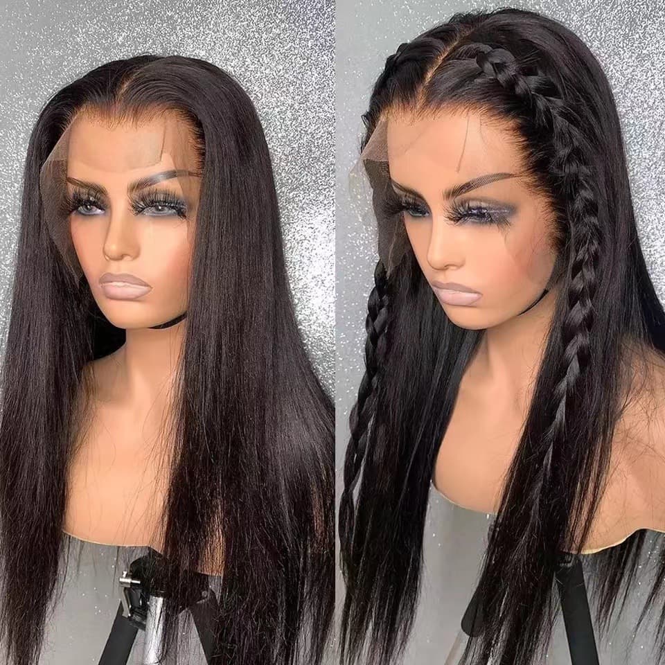 Front lace chemical fiber wig ladies wig long straight hair ladies wig headgear small lace wigs spot