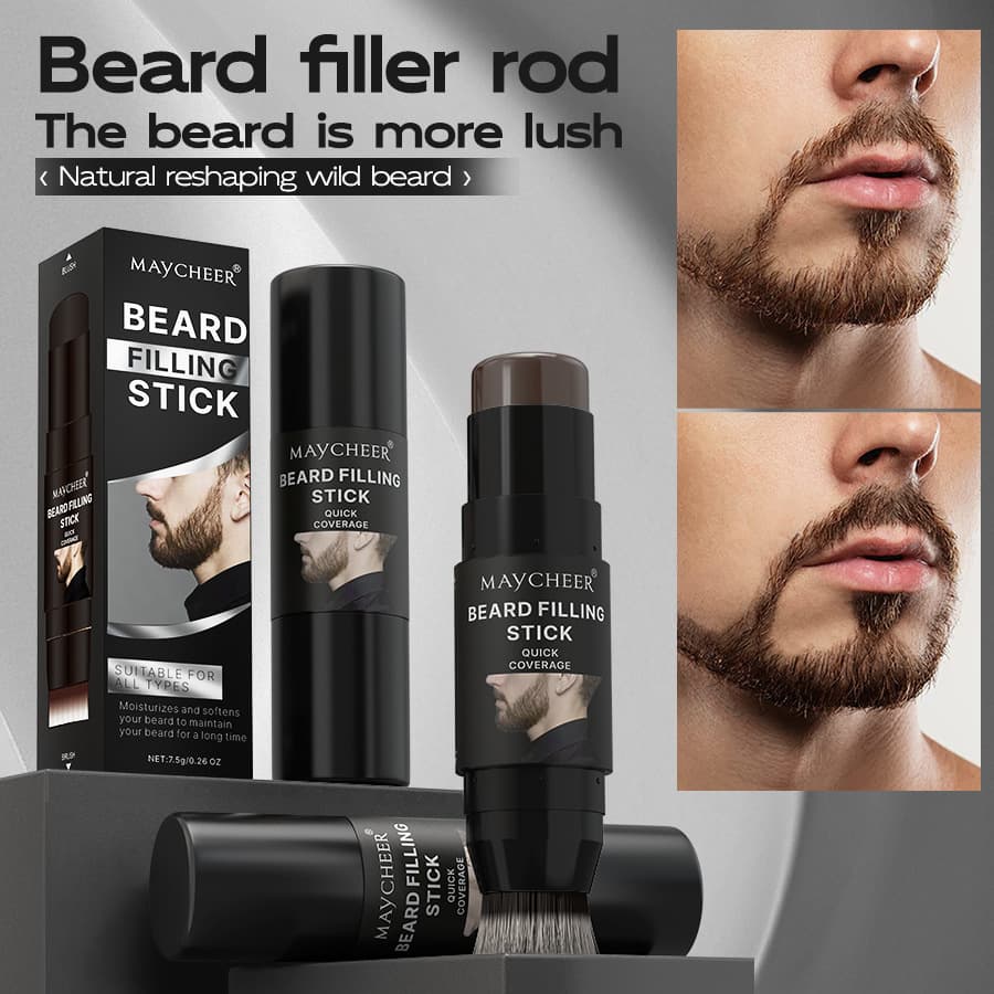 MAYCHEER Beard Color With Brush Head 2-in-1 Waterproof Natural Dense Hair Filling Stick