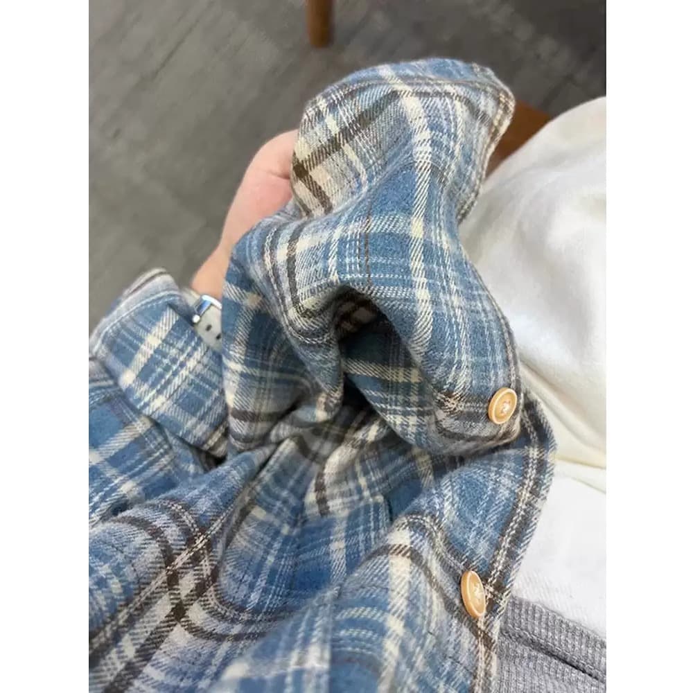 CT American Style Brushed Plaid Men Long Sleeve Jacket 2025 Spring Autumn New High-end Inner Shirt