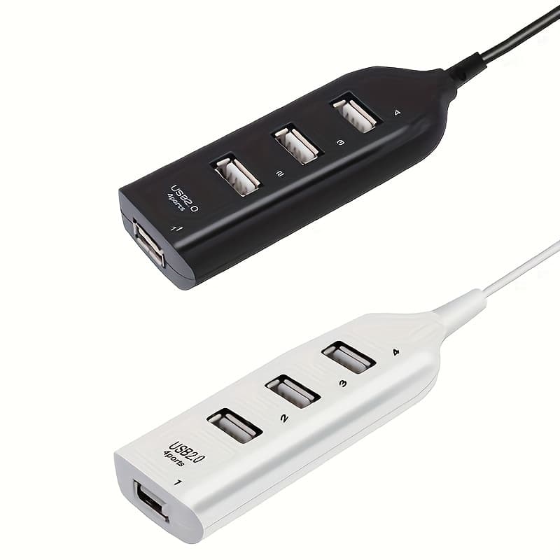 1PC Quad USB 2.0 High Speed Hub With Power Adapter Small Splitter For Laptop