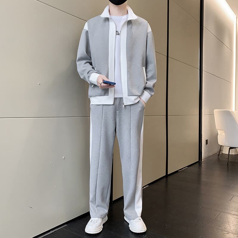 Men's Clothing Spring and Autumn New Men's Casual Suit Sportswear Suit Two piece Stand Collar Jacket Men's Trend