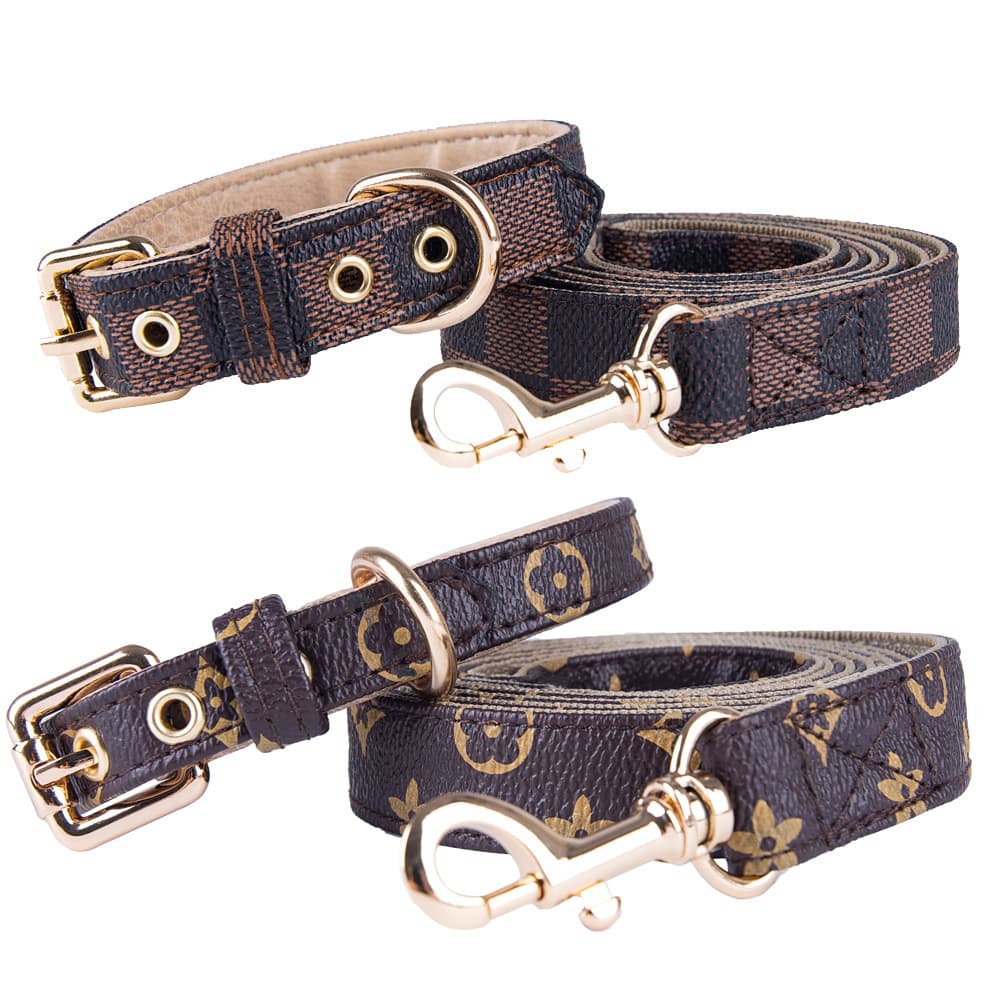 Classic Vintage Pet Adjustable Leather Durable Dog Leash Neck Collar