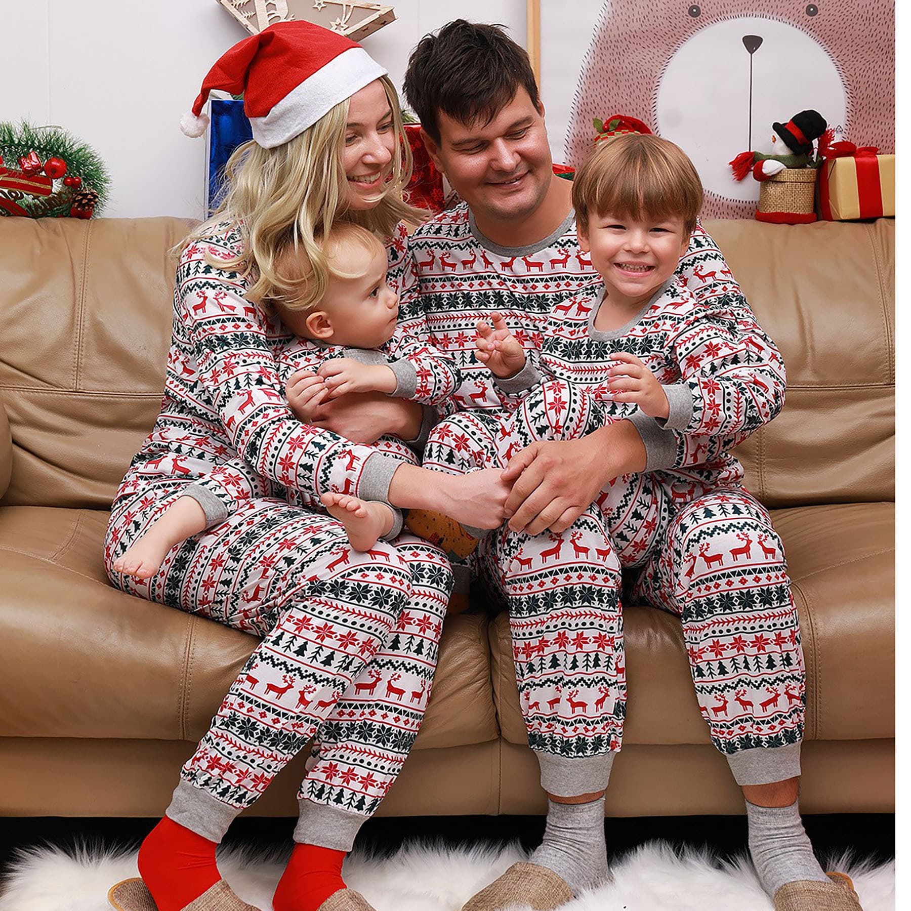 Women's Sleepwears Christmas Print New Parent Child Home Set Pajamas