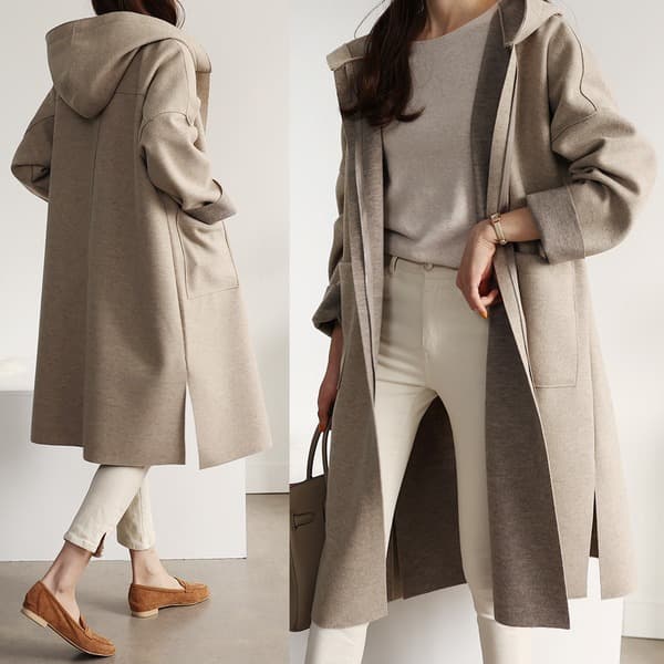 Korean Style, Simple And Loose-fitting Wool Coat, Slimming Hooded Plus Size Jacket