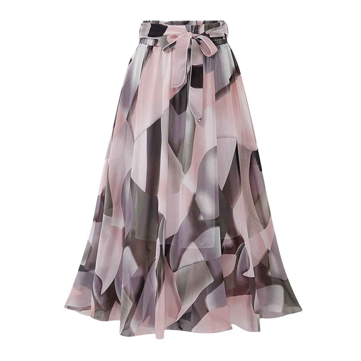 Women's summer new floral chiffon skirt mid-length print fairy skirt