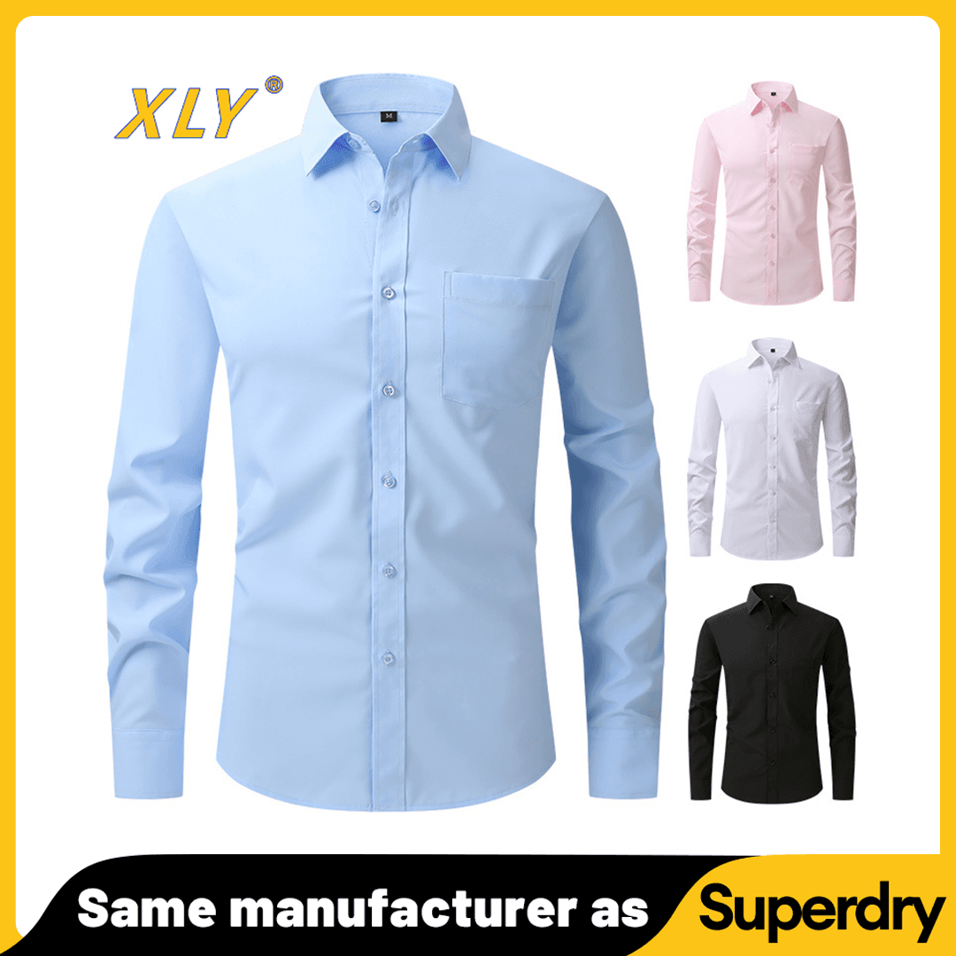 EU Size Four Sided Elastic Shirt Men's Business Casual Long Sleeve Shirt Professional Dress Shirt Men