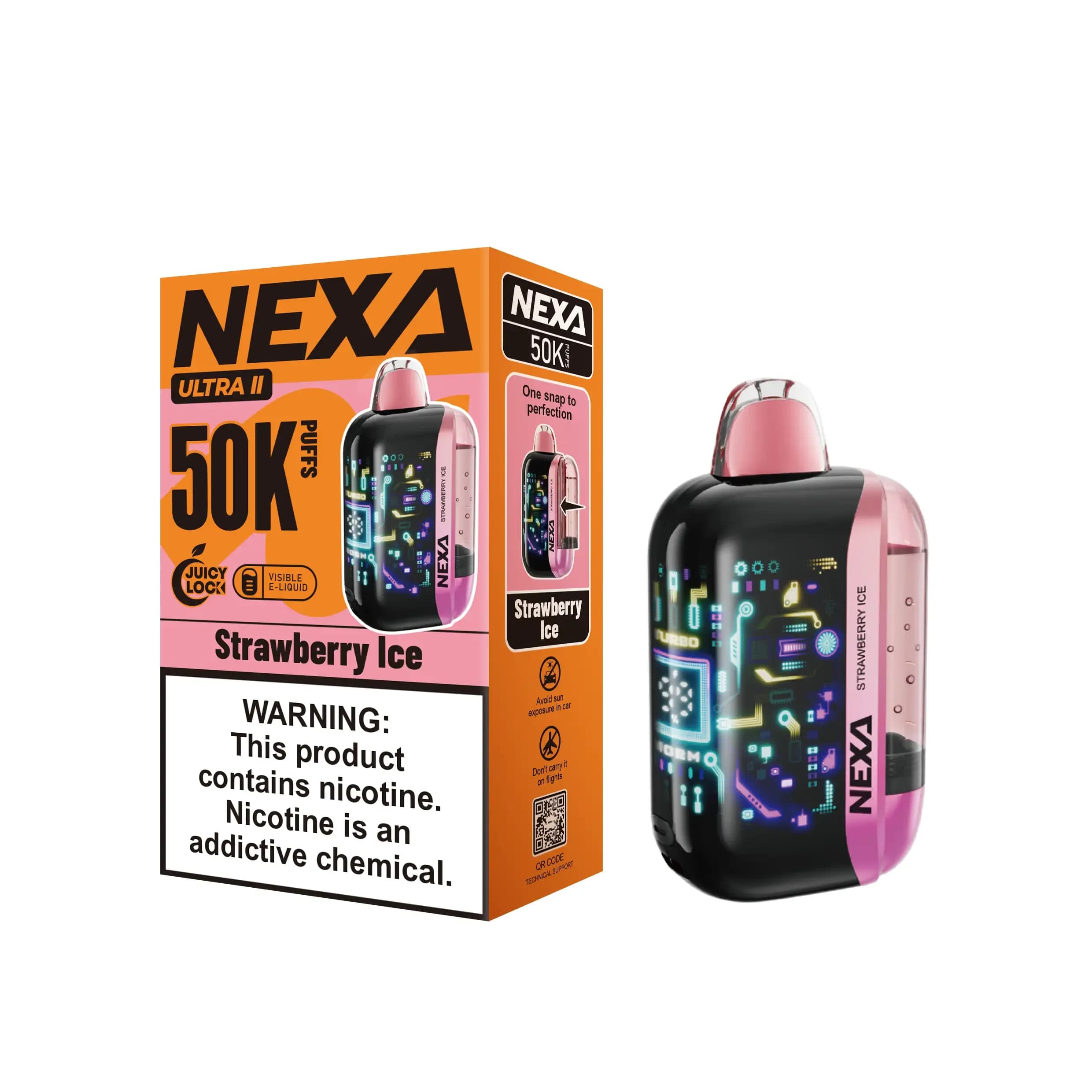 1 à 3 cigarettes électroniques jetables NEXA ULTRA II 50K (50 000 bouffées) - 20 ml, 5 % de sels de nicotine