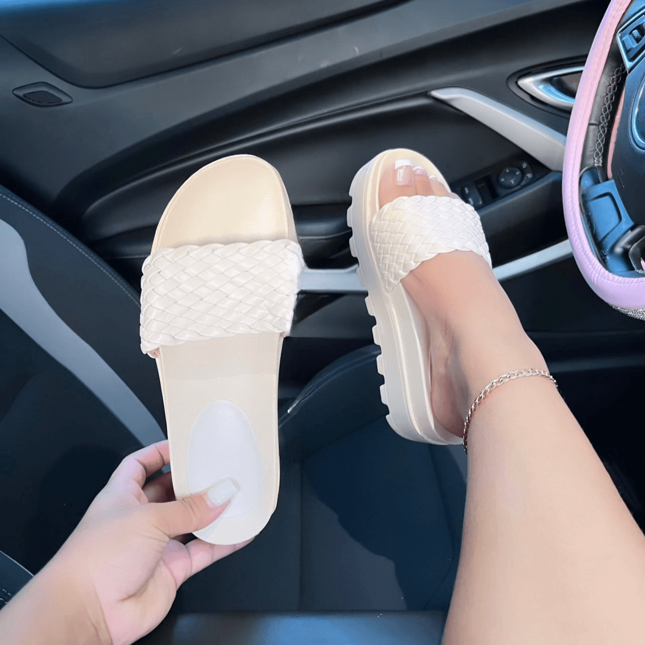 Women’s Shoes Square Toe Flat Bottom Beach Outdoor Woven Slippers For Women Large Size Comfortable Sandals Hot Sale