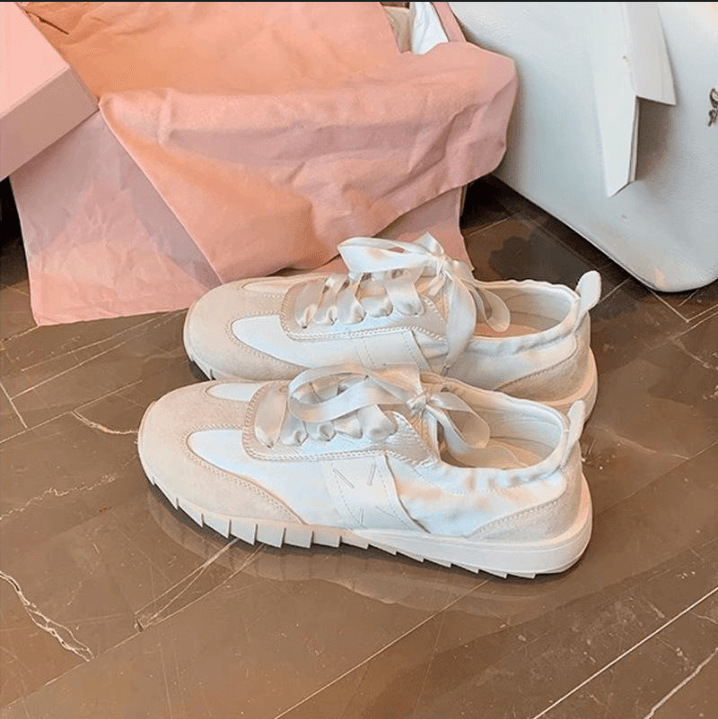 Women's Shoes Grape Mom Studiolee Ballet Style Soft Sole Splicing Ribbon Versatile Sports Forrest Gump Casual Shoes For Women Summer