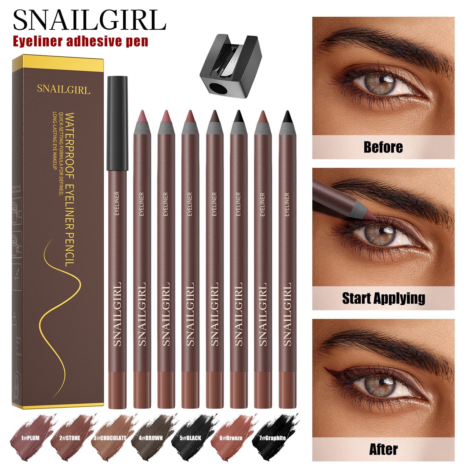 Waterproof Eyeliner Pencil – Smudge-Proof Gel Eye Liner (Long Lasting & Multipurpose)