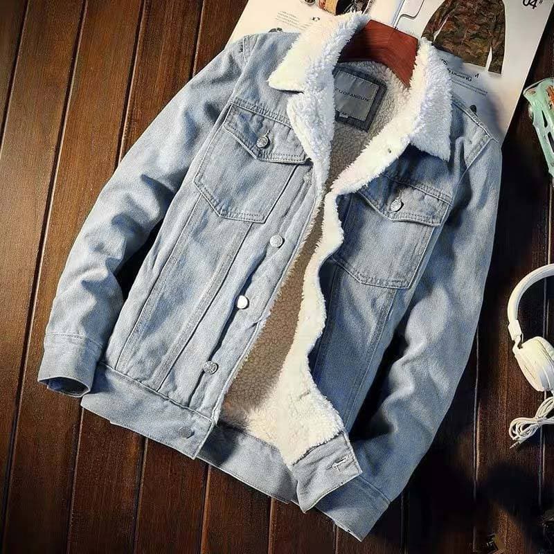 Manteau d'hiver pour homme en laine d'agneau et coton, veste en jean velours grande taille, coupe ample tendance, manteau en coton épais pour couple
