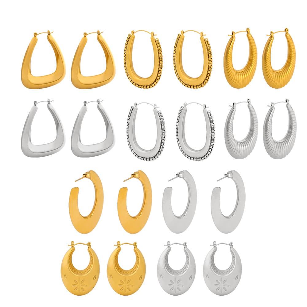 Women's Jewelry Geometric U Shaped Hollow Large Earrings Personality Exaggerated Simple Golden Earrings Trendy Earrings