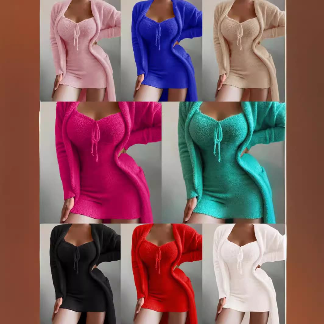 Ensemble de vêtements d'intérieur en polaire douillet pour femme : haut à manches longues et short/pantalon, doux et chaud (plusieurs couleurs et tailles disponibles)