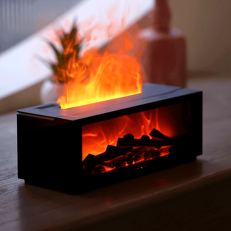 Flame Fireplace Diffuser/Simulated Flame Aromatherapy Dispenser With Long-Lasting Fragrance/Home Heater With Colorful Lights And Timer Function
