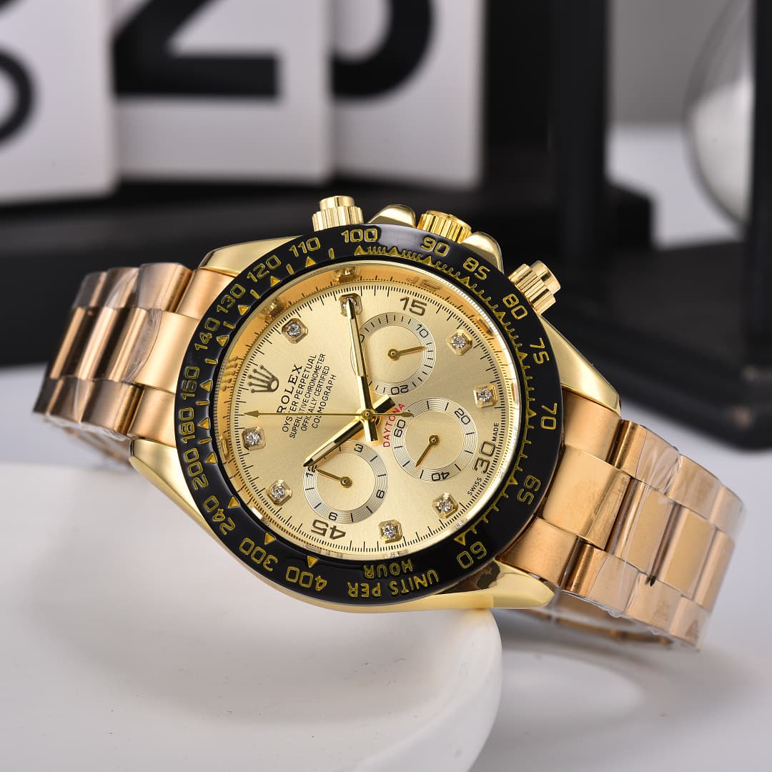 Montre de luxe pour homme Rolex, style business, à six aiguilles et cadran classique à trois sous-cadrans.