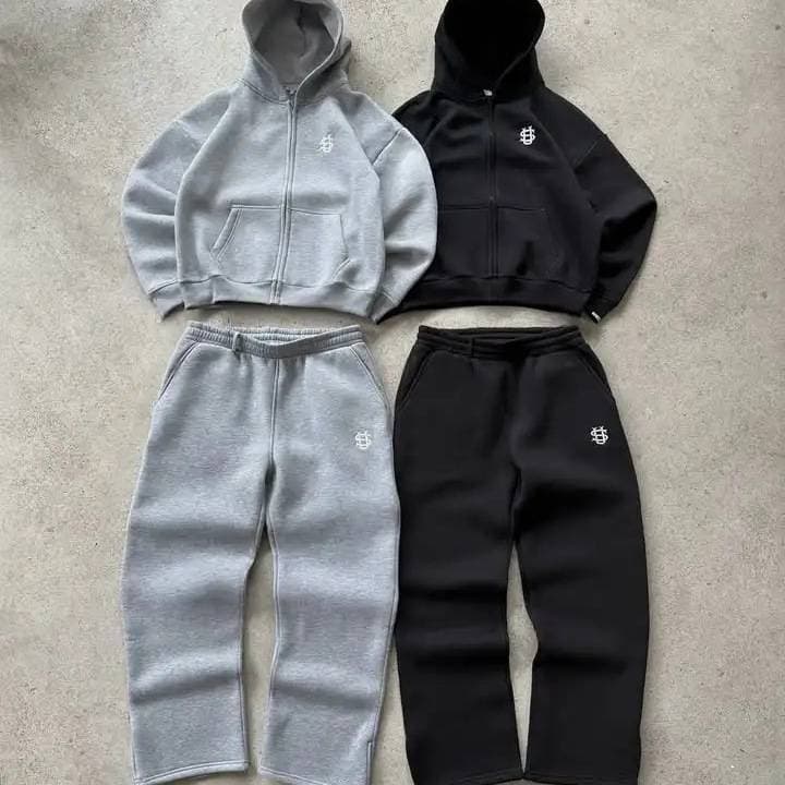 Pantalon de sport décontracté style hip-hop rétro Y2K, taille élastique, fermeture éclair, ample, couleur unie, tenue de couple