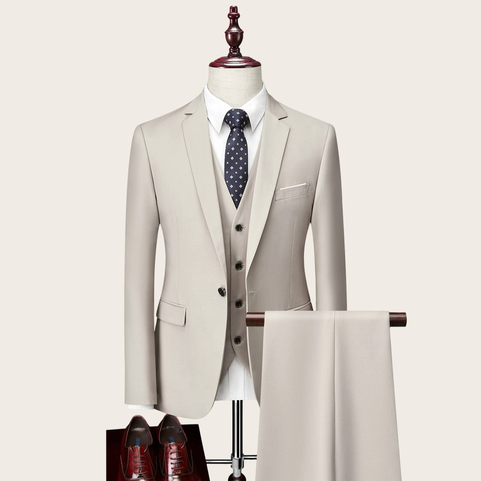 Modern Men's Slim Fit Suit Set - 3-Piece Wedding & Business Blazer, Vest & Pants (Single-Button, Notch Lapel)
