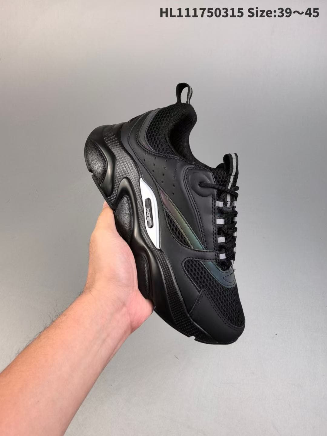 Chaussures basses de sport et de loisirs B22 en cuir et maille avec bride à logo pour homme
