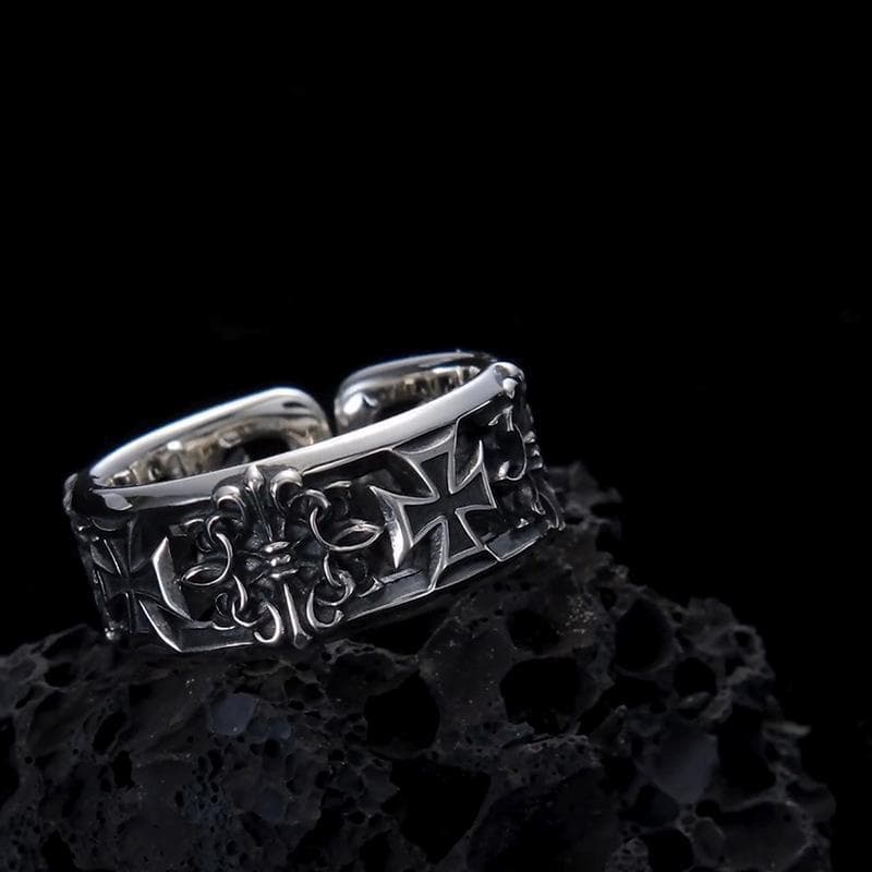 New Cross Trend For Men Hip Hop Punk Style Niche Single Personality High-end Open Finger Ring