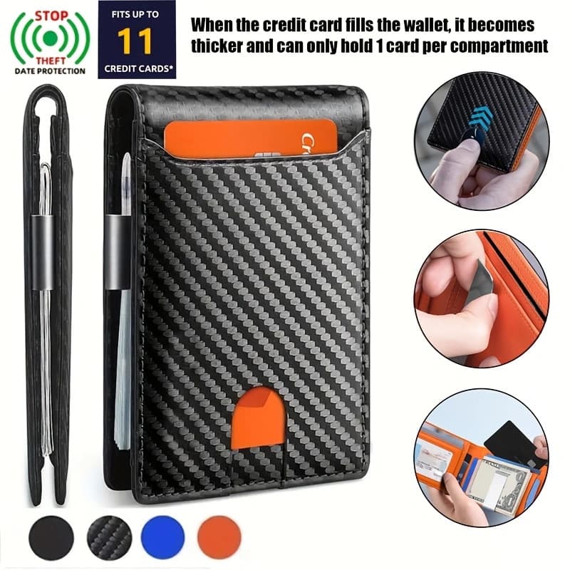 Men's Bags Men's Ultra Thin Wallet Simple Wallet Casual RFID Dollar Clip Microfiber Leather Card Holder Wallet
