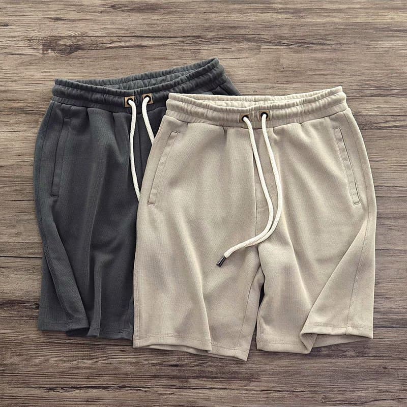 Men's Clothing Heavy Knitted Shorts For Men Retro Cotton Old Lazy Elastic Waist Sports Loose Casual Shorts For Men