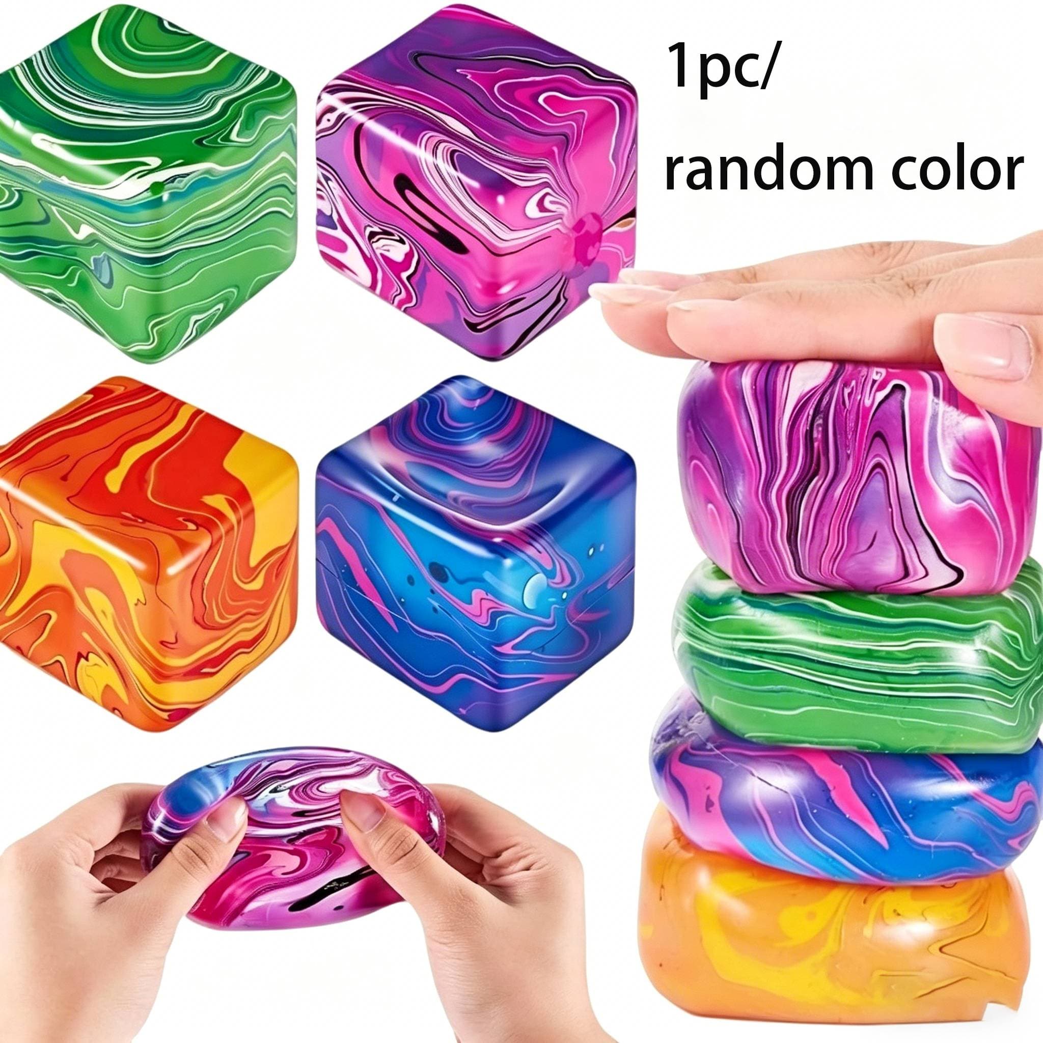 Colorful Flow Pattern Squeezing Ice Cube Toy(random Color)/stress Relief Toys/desk Fidget Toys Office/squishy Toy/sensory Toys For Anxiety