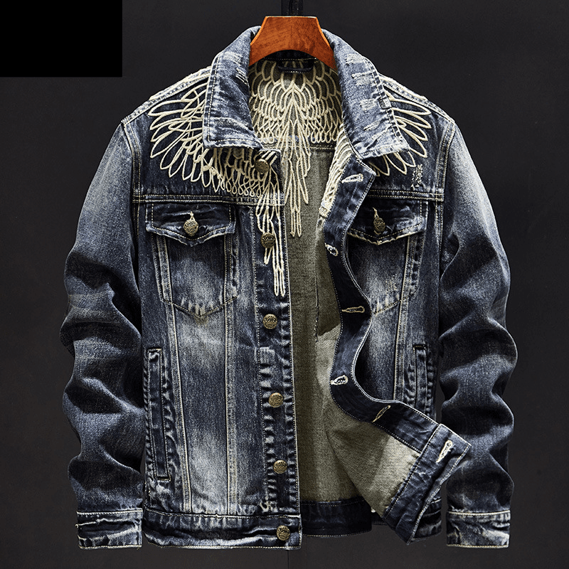 Men's Clothing High End Brand Classic Embroidered Denim Jacket Men's Autumn New Slim Trend Retro Jacket Tops
