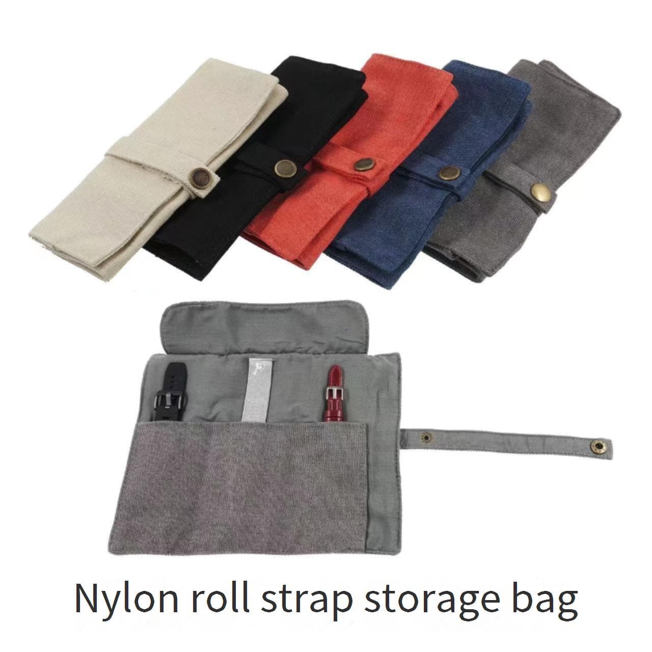Nylon Watch Band Organizer - Compact Roll-Up Storage Case For Smartwatch Straps Accessories And Small Items