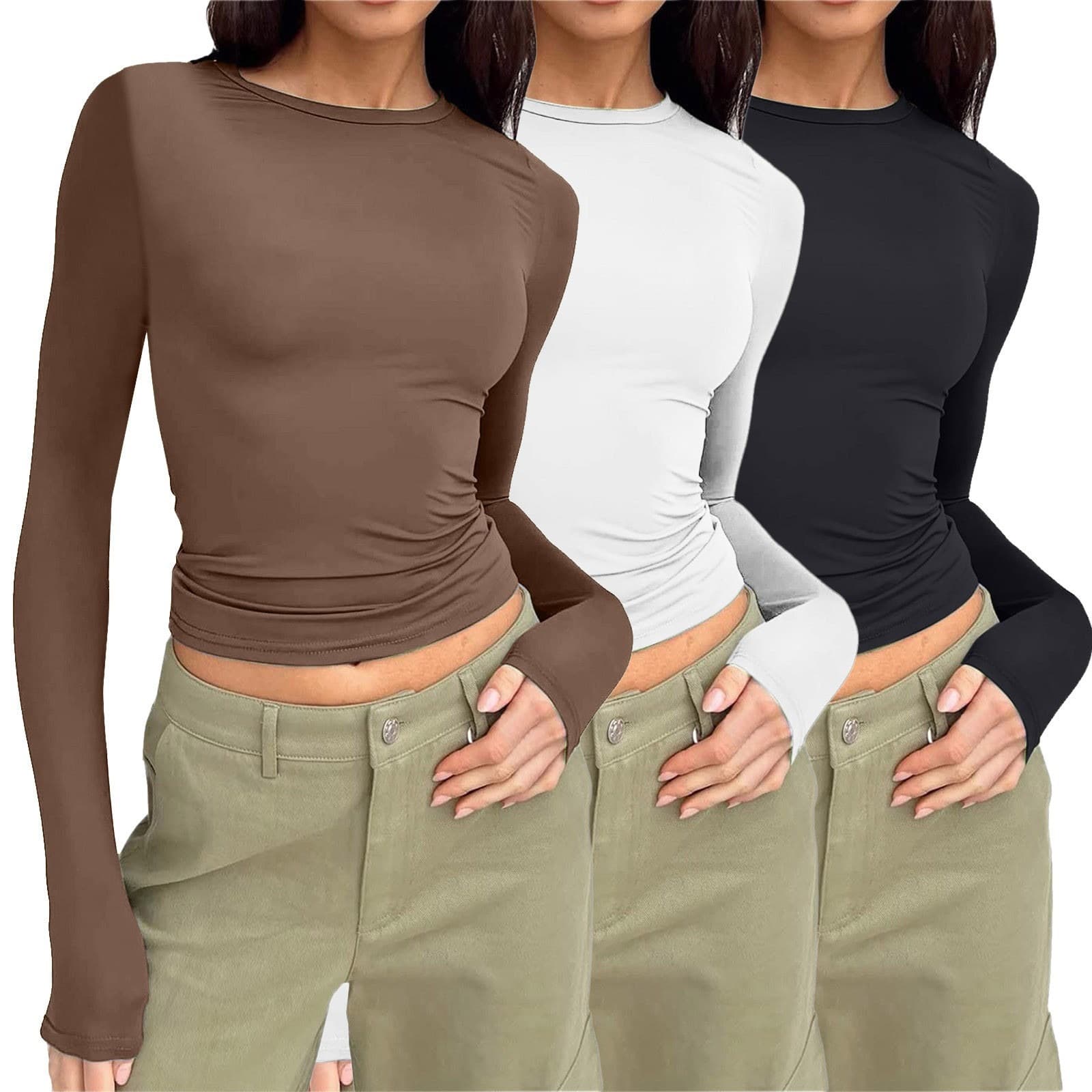 Women's Clothing Slim Fit Long Sleeve T-Shirt - Basic Casual Streetwear Top With Pastel Color Block Design