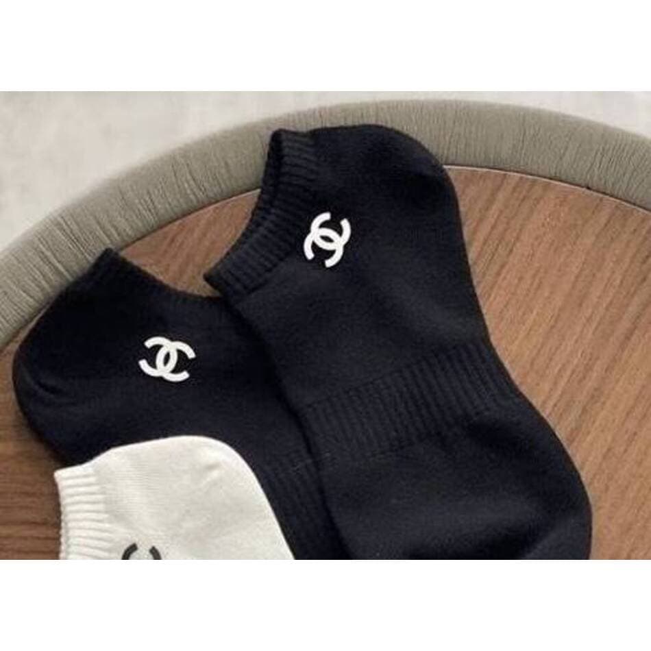 Chaussettes courtes unisexes mi-mollet en pur coton, style printemps-été, noir et blanc, avec inscription « Ins », polyvalentes.