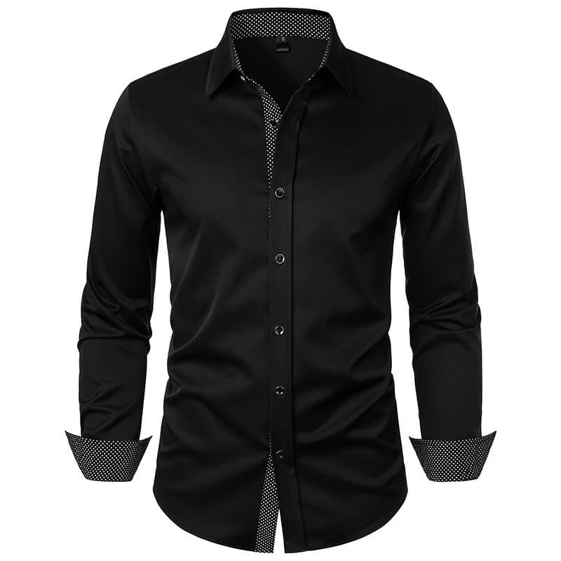 Men's Clothing British Polka Dot Stitching Men's Casual Long-sleeved Shirt