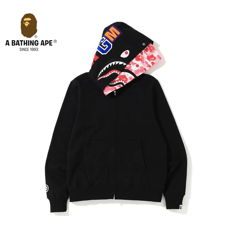 A BATHING APE ABC CAMO High Quality Pure Cotton Version Classic Double Hat SHARK FULL ZIP HOODIE MENS AND WOMEN Blue&Green&Pink