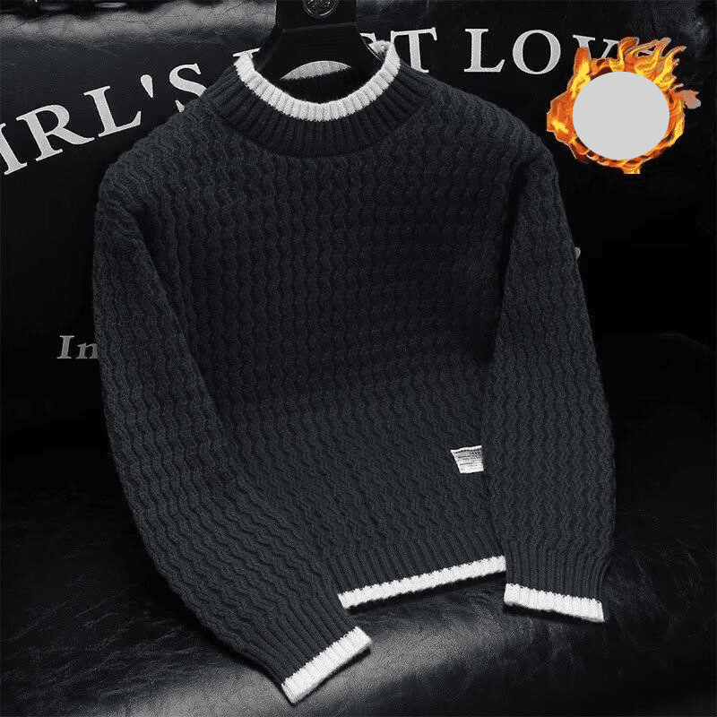 Men's Clothing Autumn And Winter New Thick Sweater Boys Base Knitted Sweater Men's Fashion High End Sweater Warm Sweater