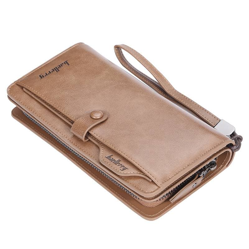 Retro European and American men's long wallet multi-function mobile phone bag high-end handbag