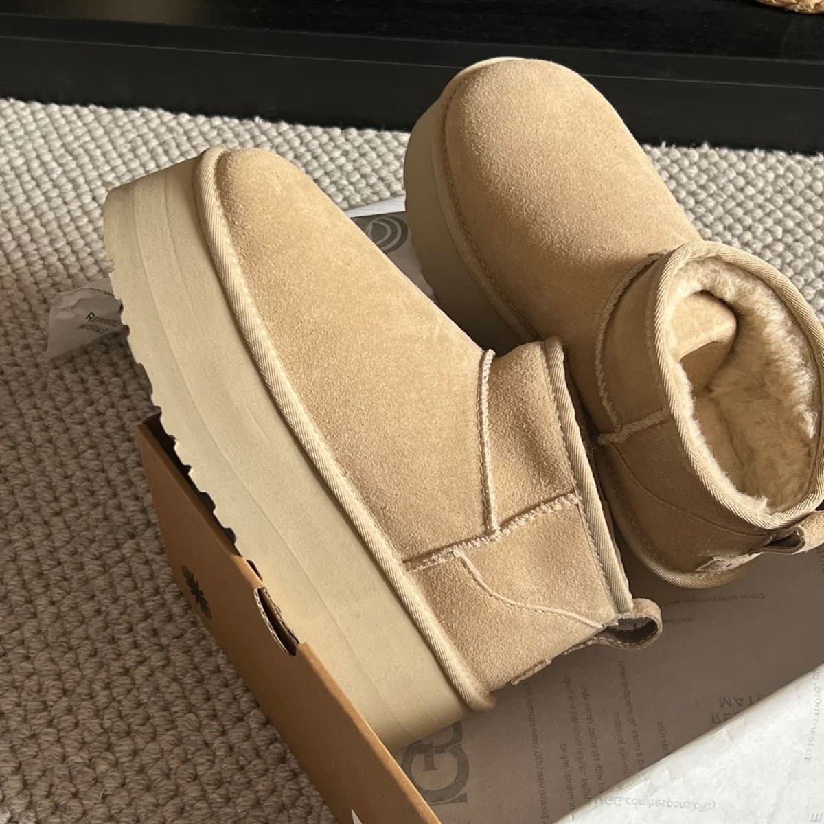 Zhou Dongyu 5 cm en cuir véritable fourrure neige talon plateforme bout rond cuir de vachette semelle épaisse coton bottes