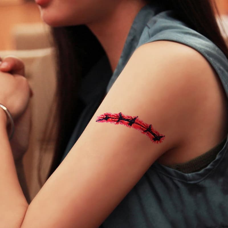 Halloween horror scars blade blood scars tooth scars scratches suture wounds scars party funny tattoo stickers