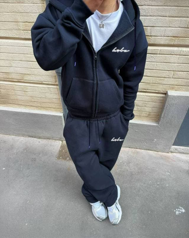 Ensemble pantalon et veste de survêtement tendance pour homme avec logo brodé