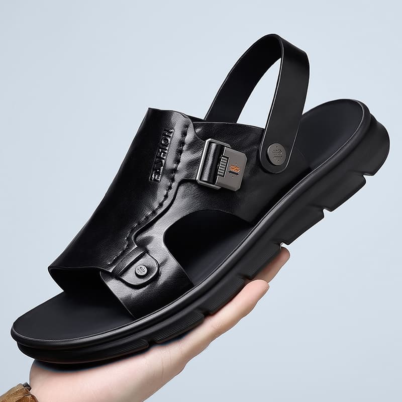 New Light Luxury Fashion Men's Slippers, Summer Casual Sandals, Genuine Leather Wear-resistant, Non-slip Outer Slippers, Slippers, Beach Shoes