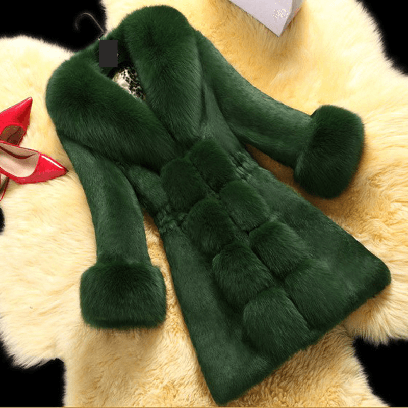 Women's Clothing Autumn and winter large size thick rabbit fur coat for middle aged and elderly women fox fur collar mother's cotton coat