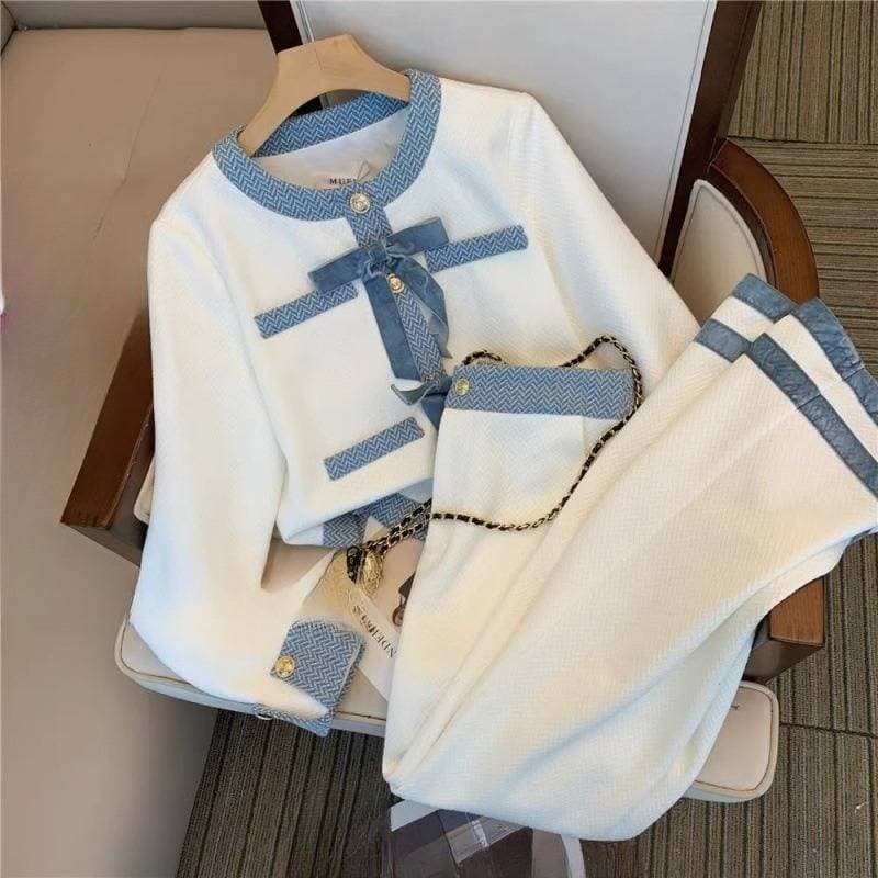 Women's Clothing Fashionable Casual Suit For Women Autumn New Style Temperament Age Reducing Small Dress Wide Leg Pants Complete Set
