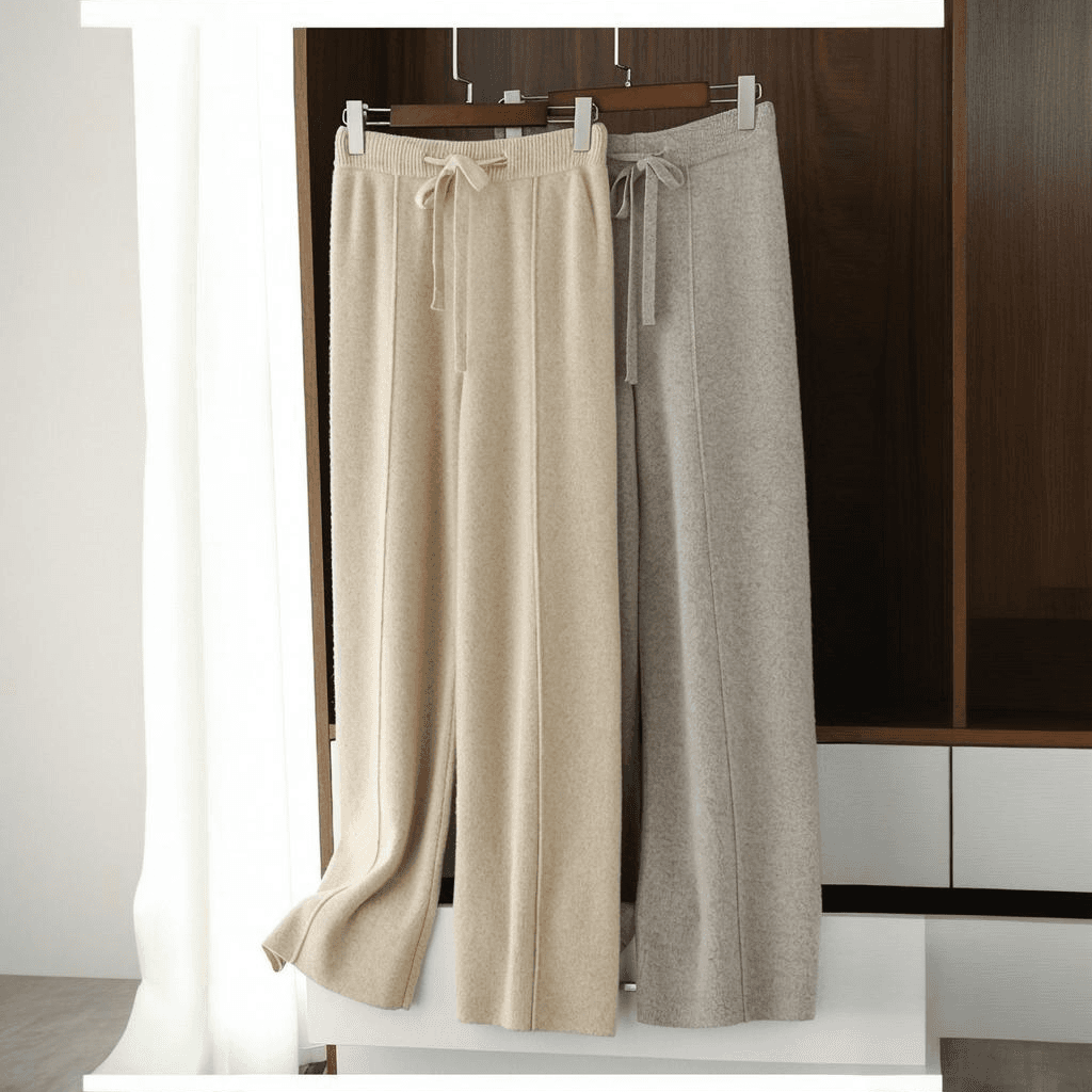 Women's High Waist Knit Wide Leg Pants - Soft & Warm Straight Leg Trousers In Solid Colors, Comfortable Loose Fit For Autumn & Winter
