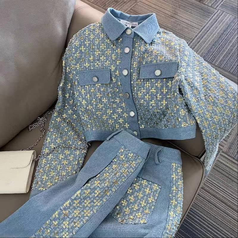 Women's Clothing Design Short Lady Jacket Retro Slim Pants Two piece Suit