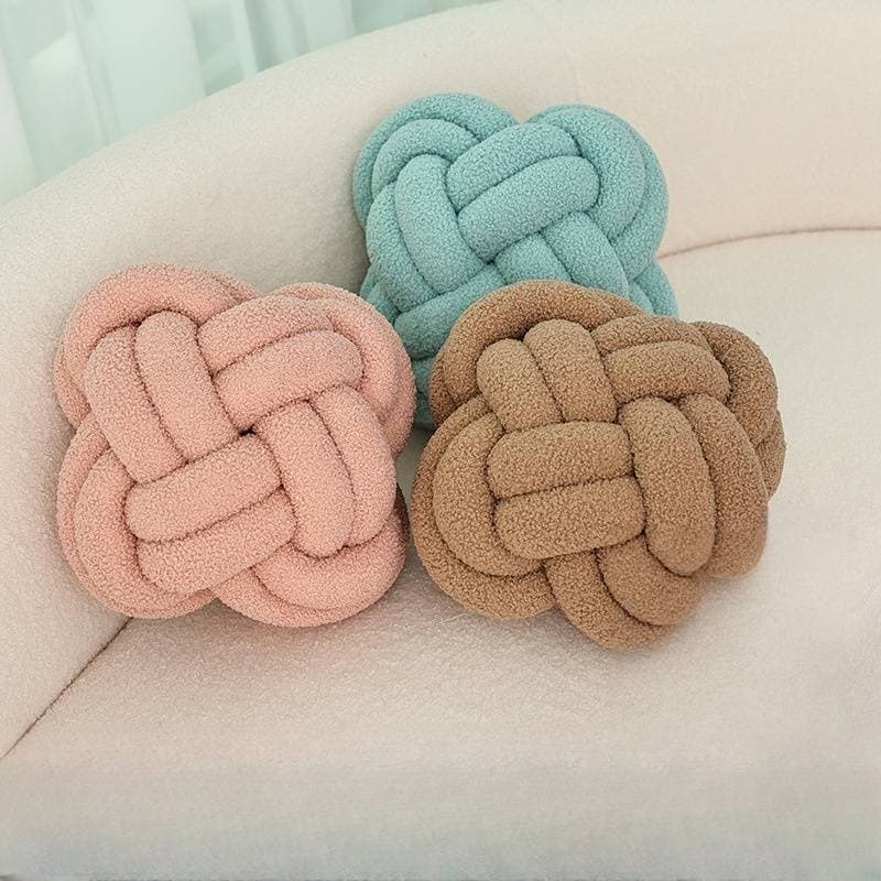 Hand-Knotted Sherpa Pillow Ball - Woven Decorative Throw For Sofa & Bay Window