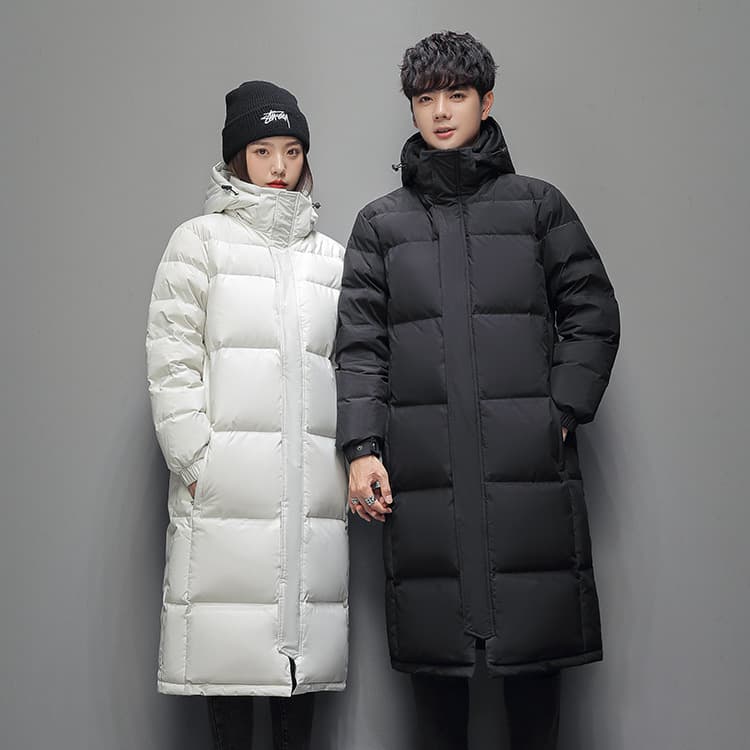 Women's Clothing long Warm jacket jacket for men and women over the knee winter version thick warm hooded white duck Warm jacket couple coat