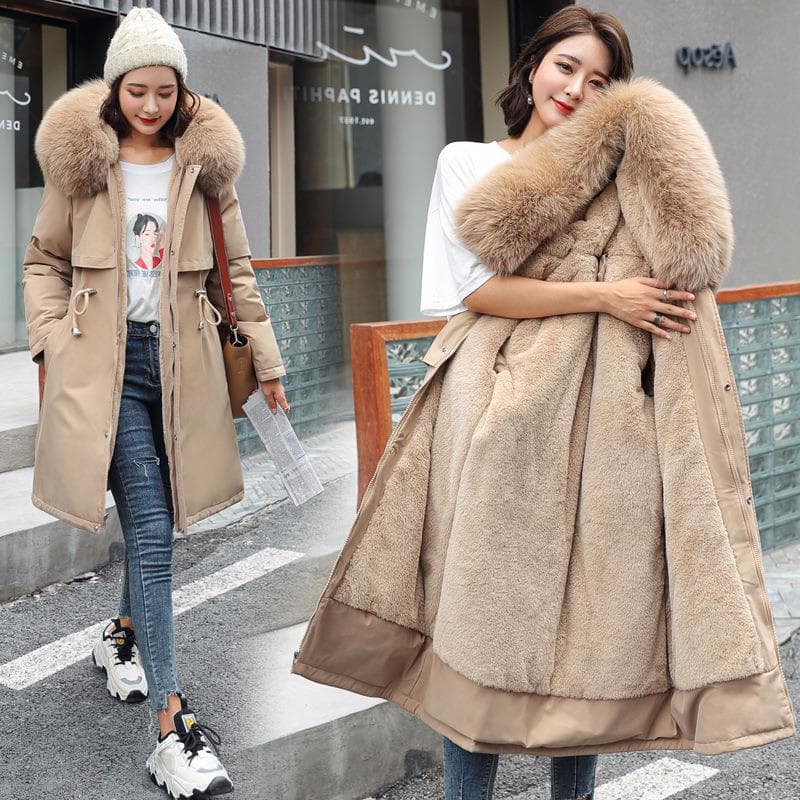 Women's Clothing New winter Warm jacket jacket for women, medium and long, Korean style, waist length cotton padded jacket, thick parka, plus velvet
