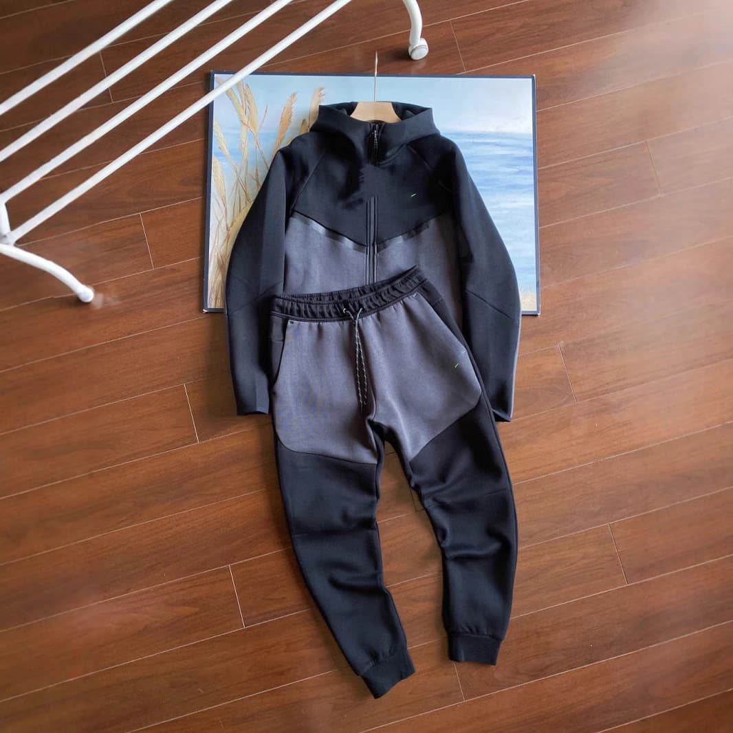 Ensemble veste et pantalon de survêtement laminé TECH FIEECE, style décontracté, hiver, printemps et automne, avec fermeture éclair.