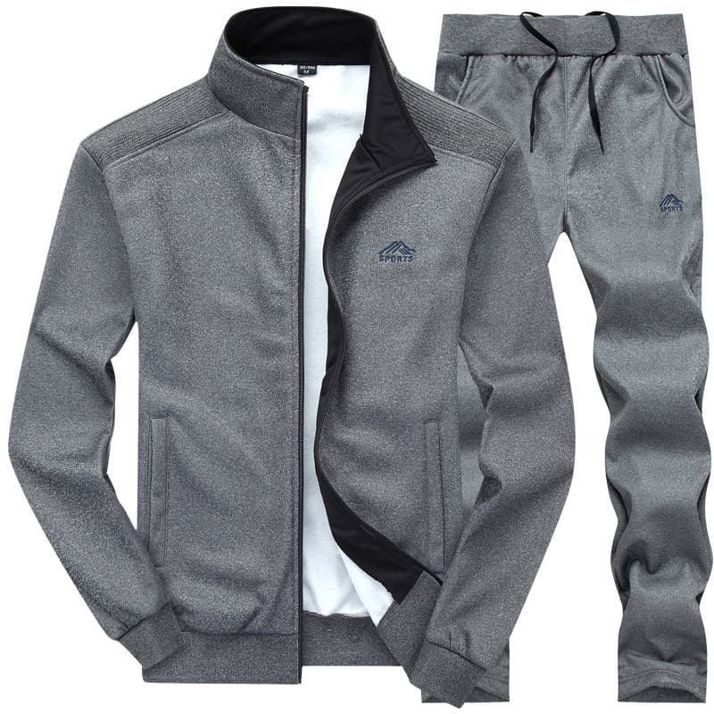 men's embroidered sweatshirt fitted stand collar solid color men's spring and autumn long-sleeved cardigan