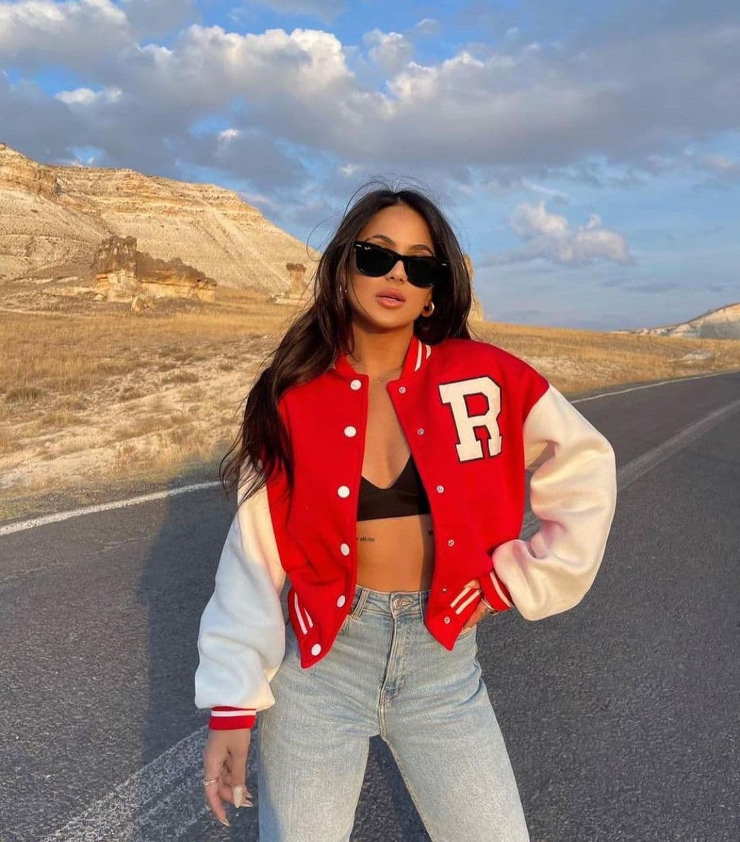 Women's casual fashion printed hoodie with thick long sleeve baseball jacket