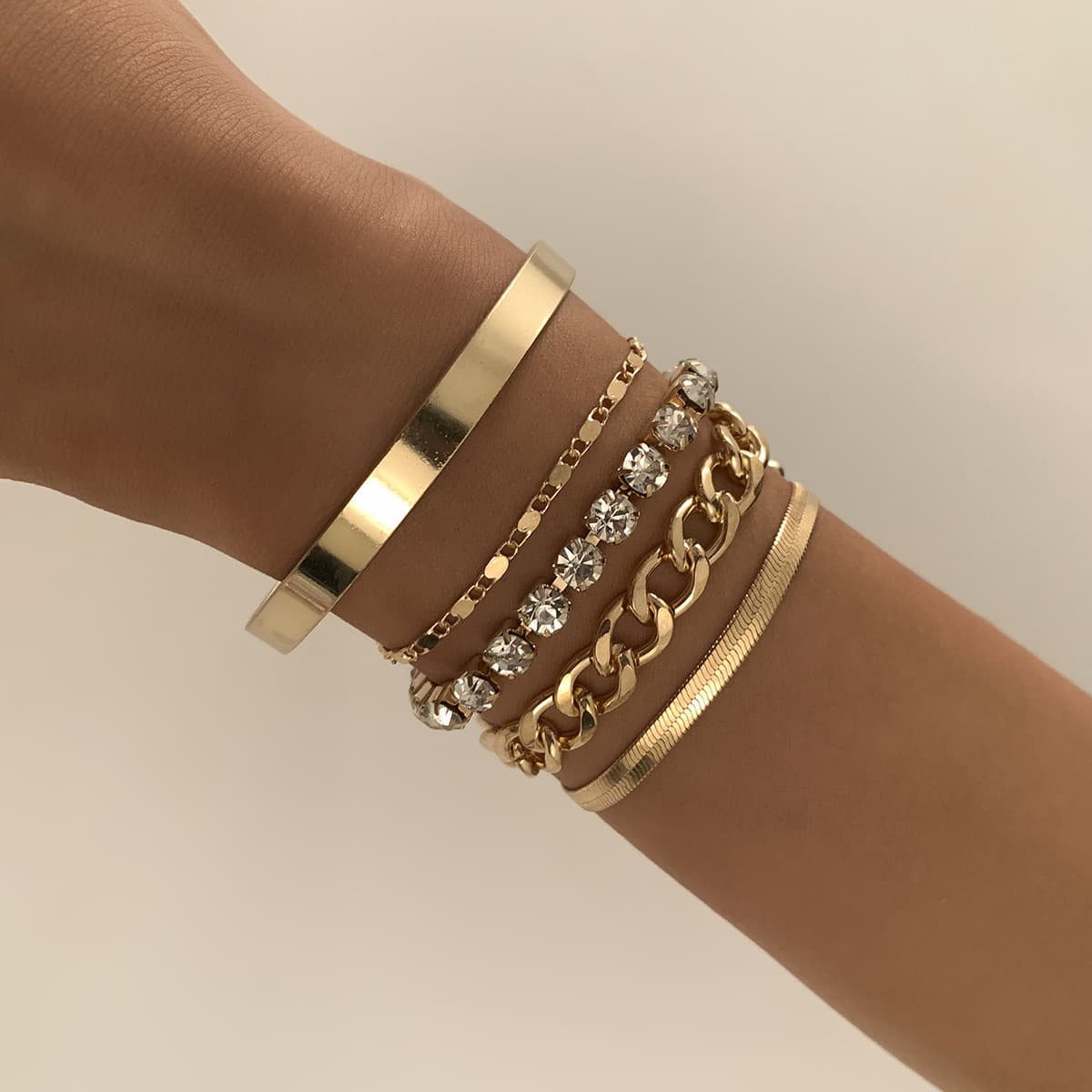 Women's retro trend snake bone chain diamond bracelet female hip-hop punk style metal smooth bracelet