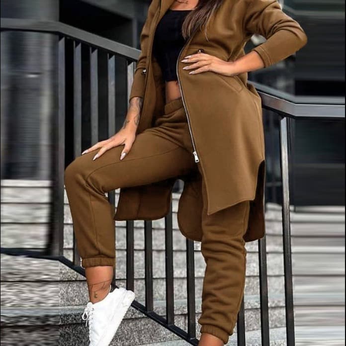 Women's Clothing new fashion casual fleece hooded sweater suit women's clothing